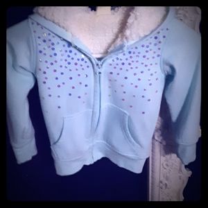 Little Girl's Icy Blue Sherpa Jacket with sequins